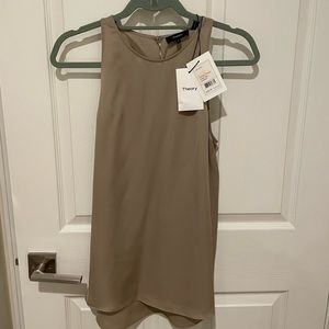 NWT flowy tan Theory silk sleeveless top